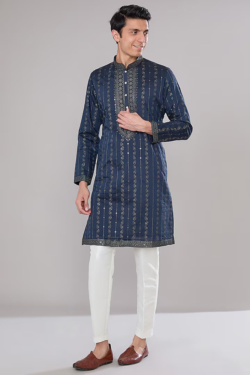 Royal Blue Embroidered Kurta Set