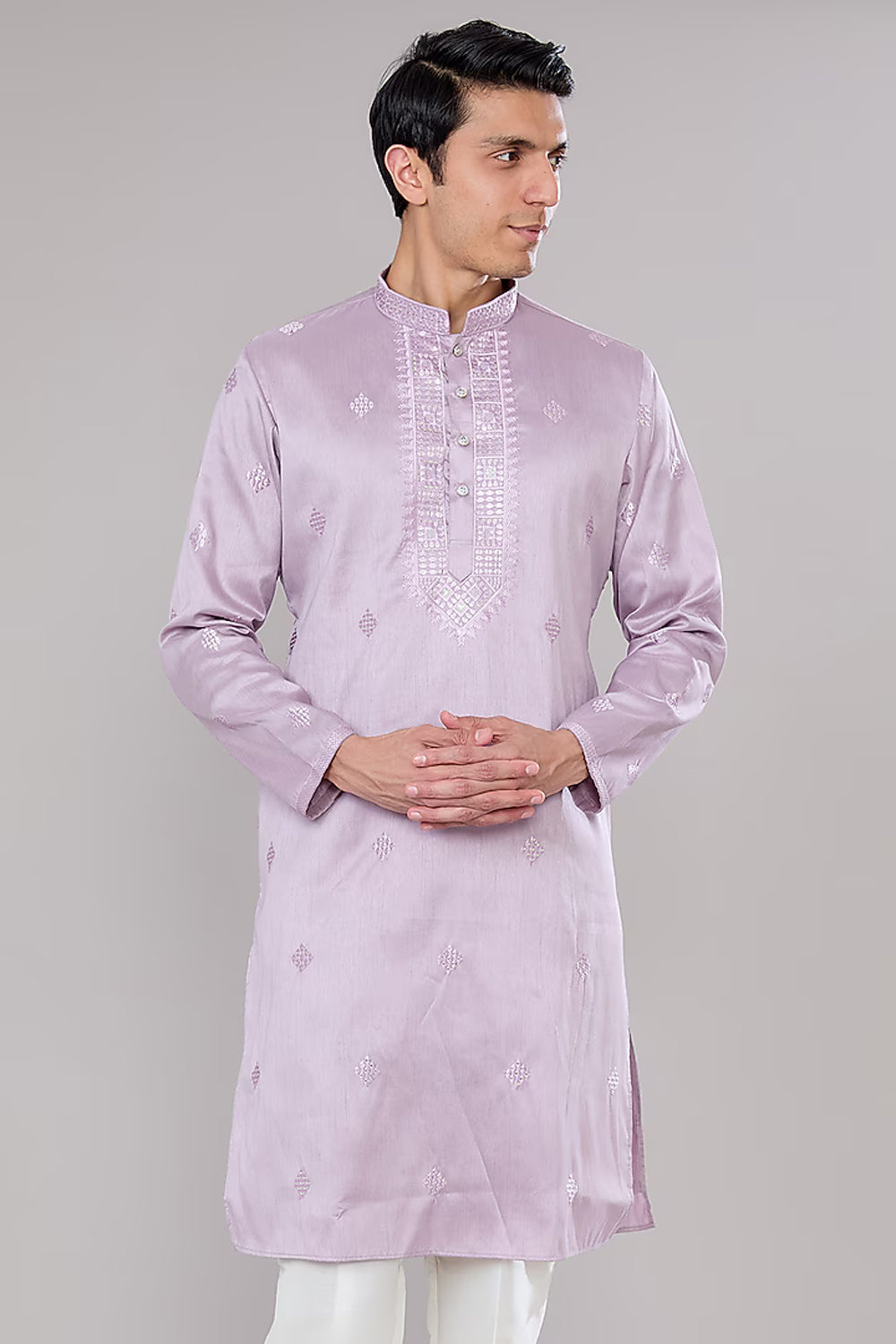 Lilac Embroidered Kurta Set