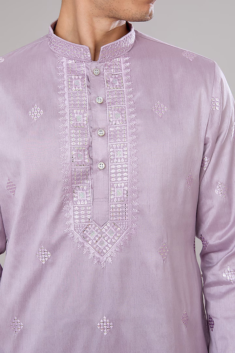 Lilac Embroidered Kurta Set