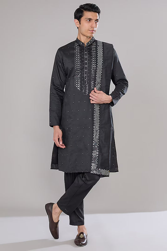 Black Embroidered Kurta Set