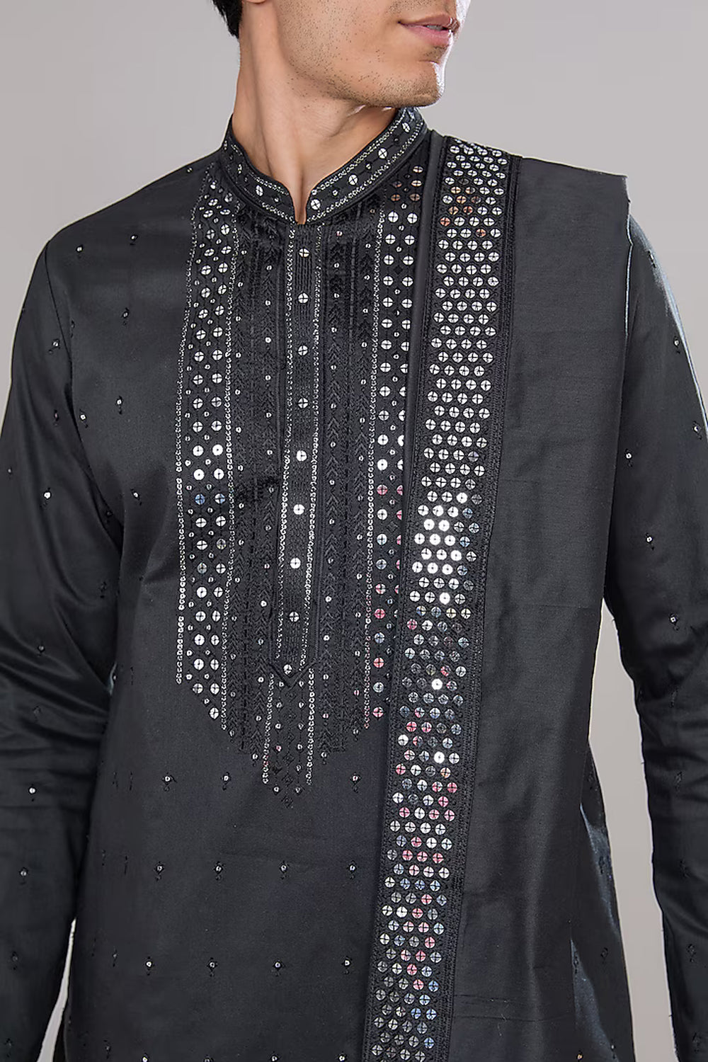 Black Embroidered Kurta Set