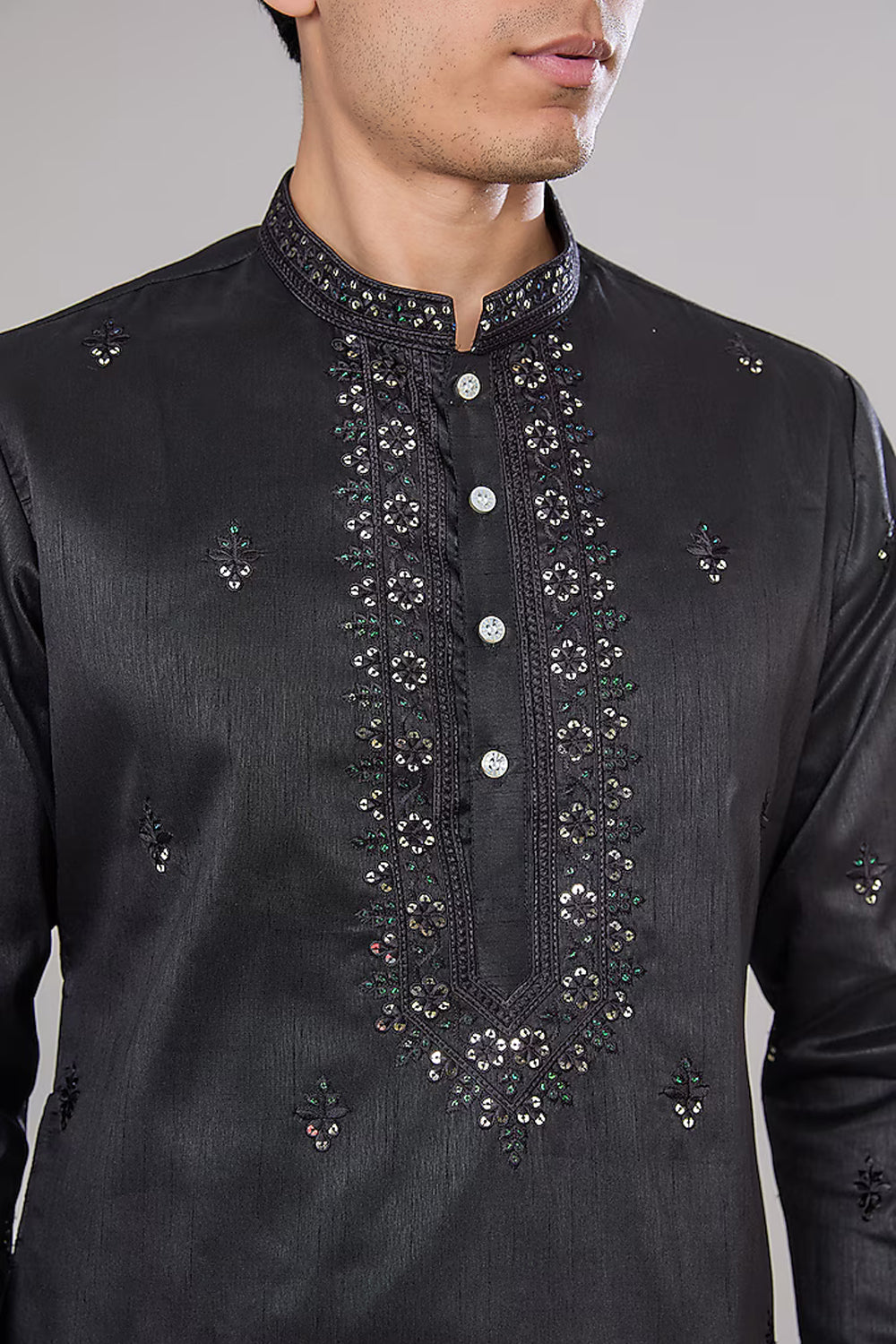 Black Embroidered Kurta Set