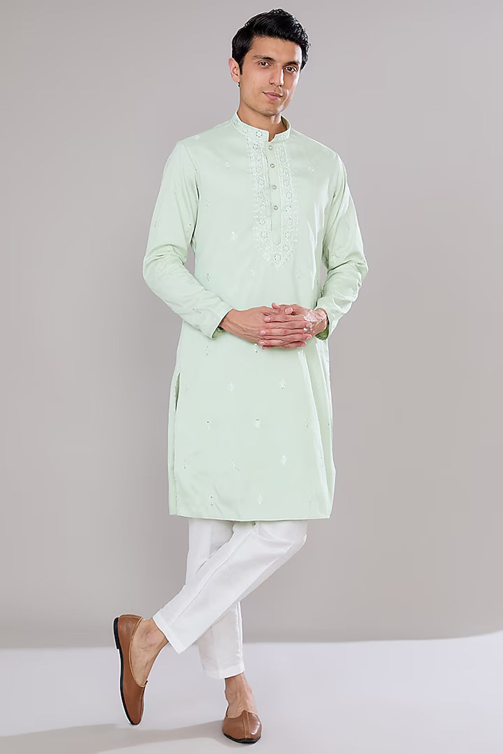 Mint Green Embroidered Kurta Set