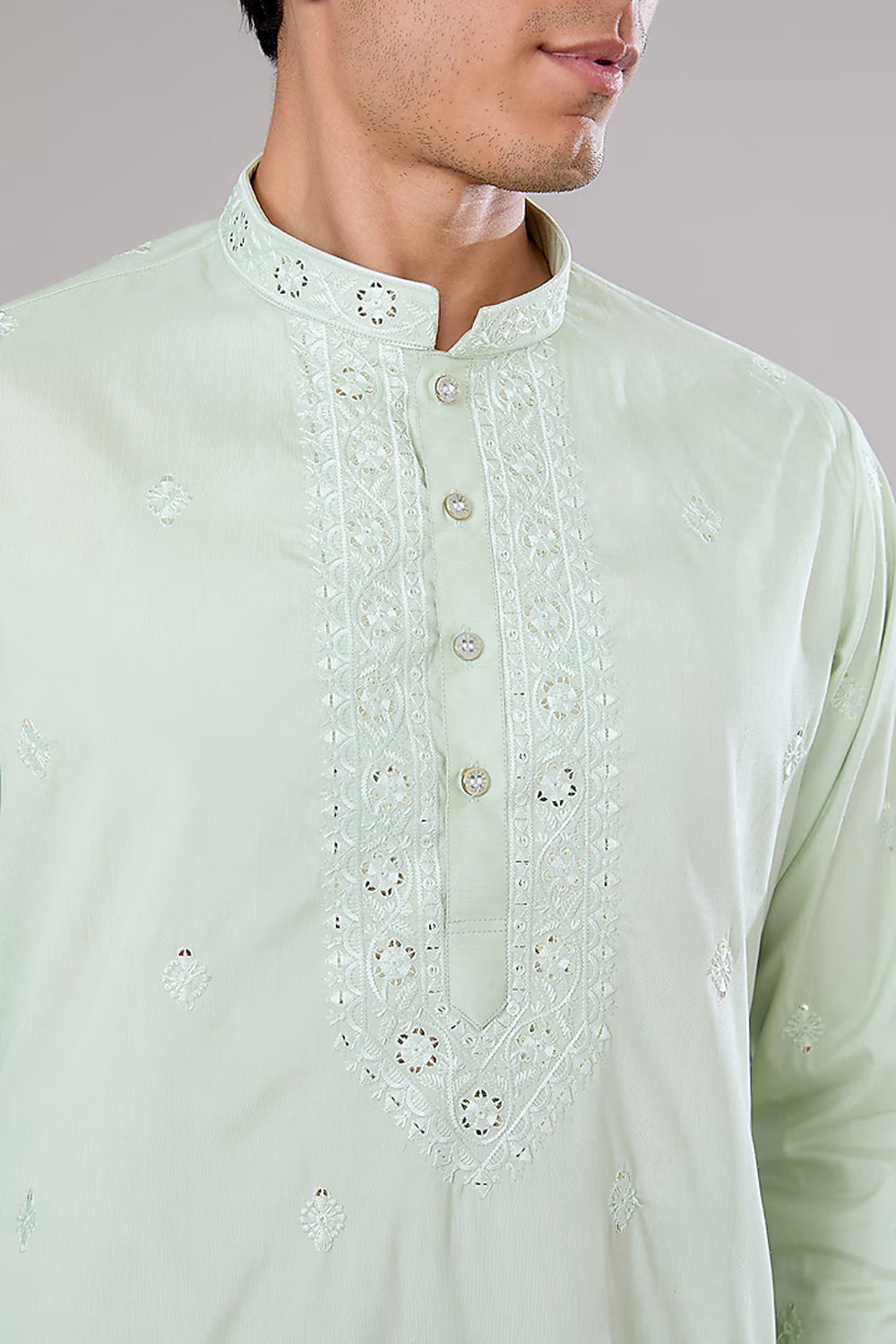 Mint Green Embroidered Kurta Set