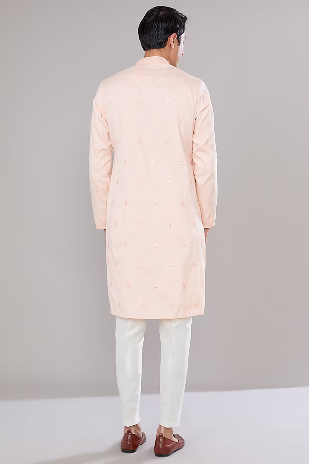 Peach Embroidered Kurta Set