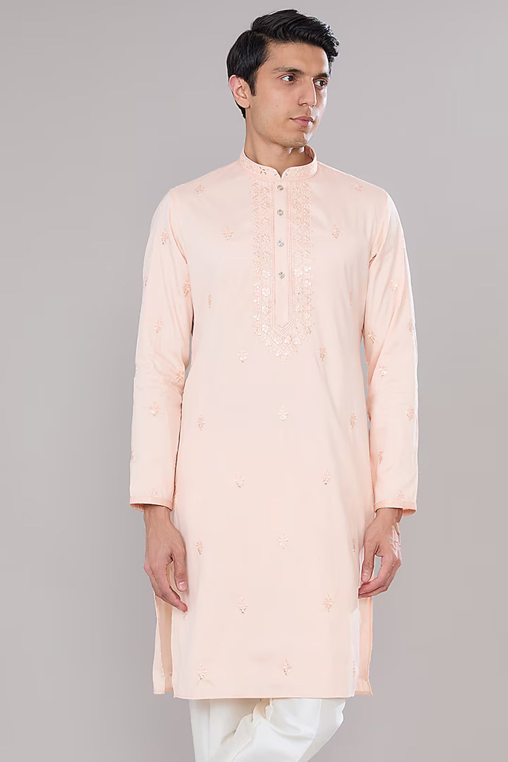 Peach Embroidered Kurta Set