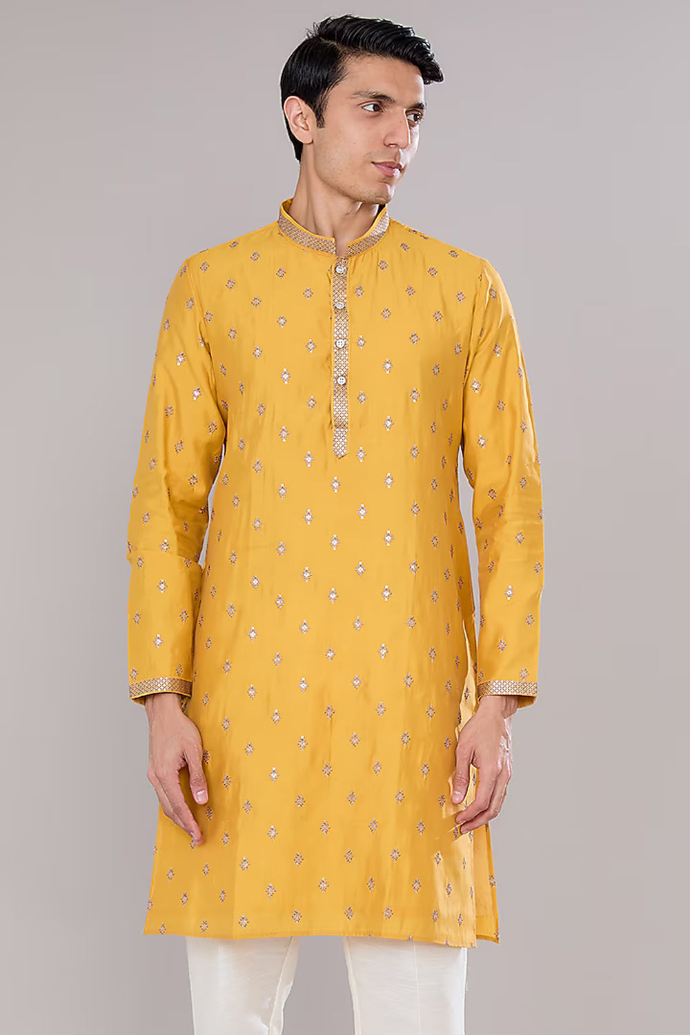 Mustard Embroidered Kurta Set