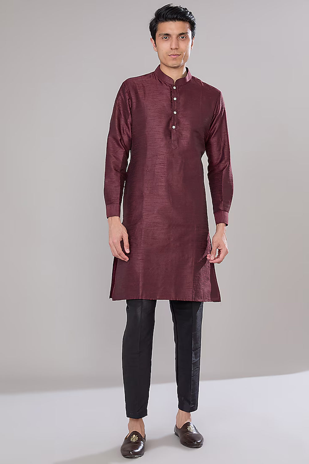 Maroon Embroidered Kurta Set