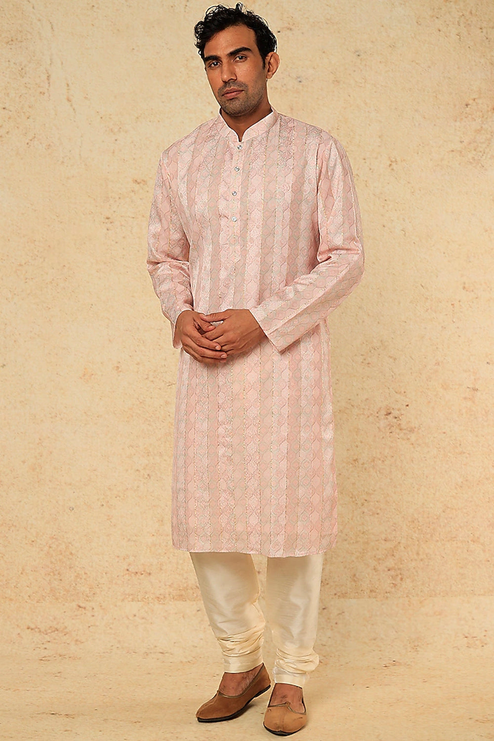 Powder Pink Jaipuri Printed Kurta Set