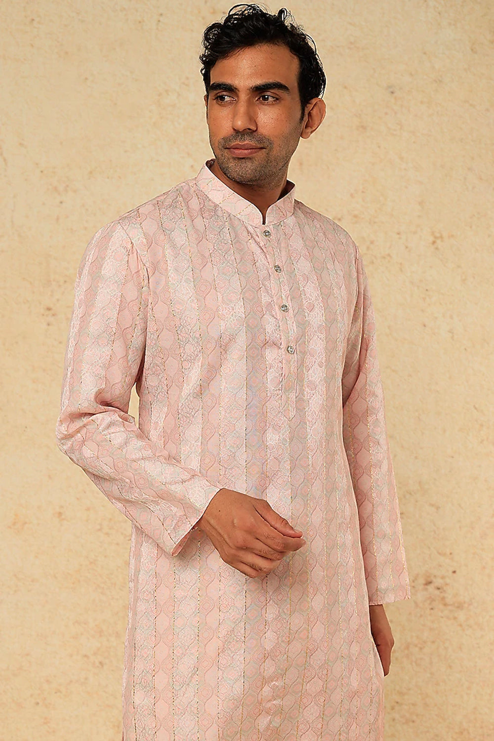 Powder Pink Jaipuri Printed Kurta Set