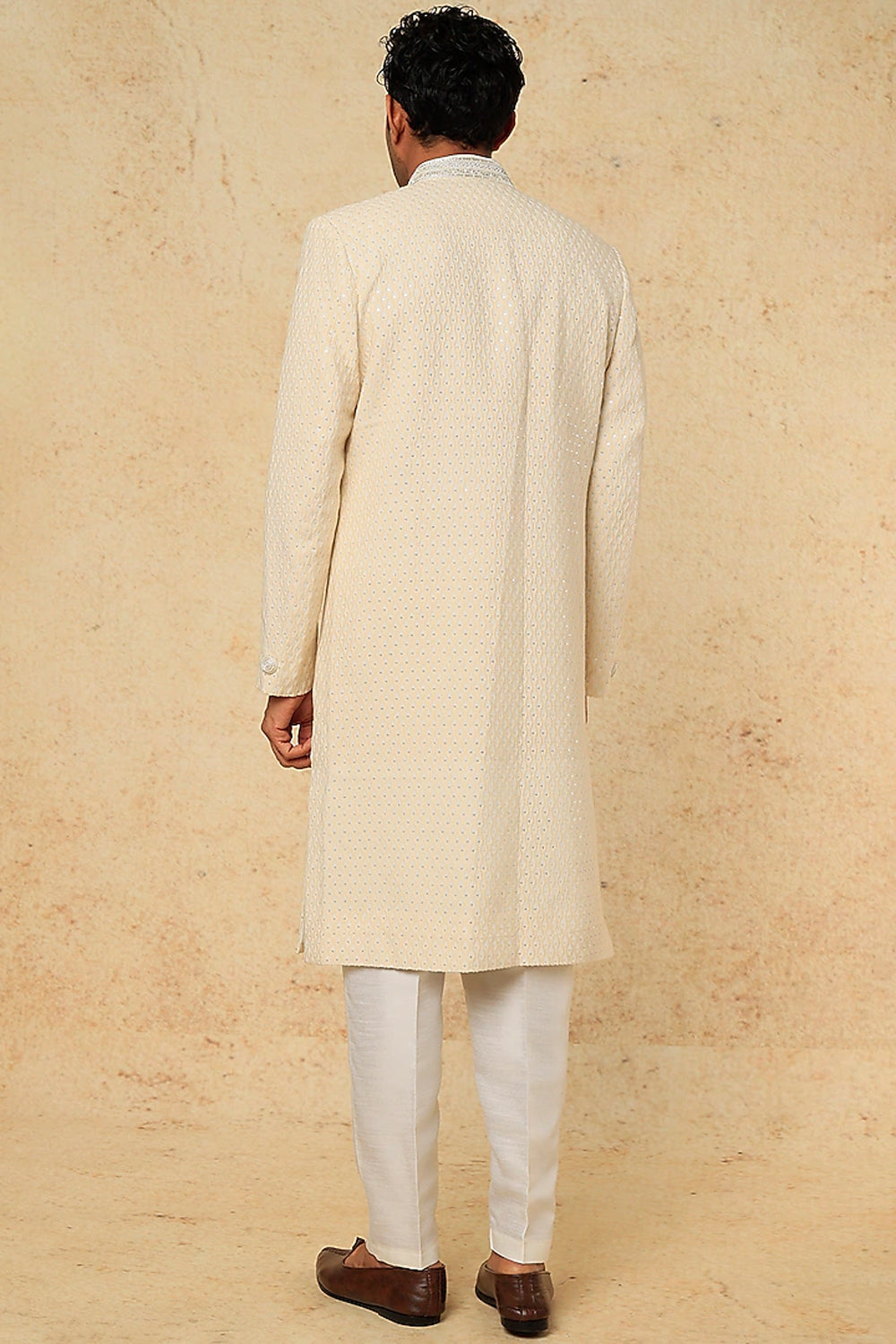 Off White Embroidery Sherwani Set