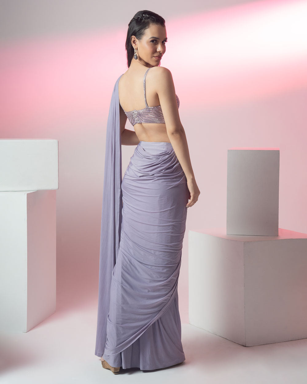 Pre-Stitched Saree with Strappy Bustier