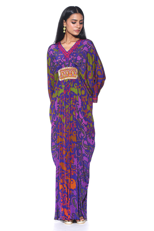 Purple Ombre Paisely Belt Kaftan