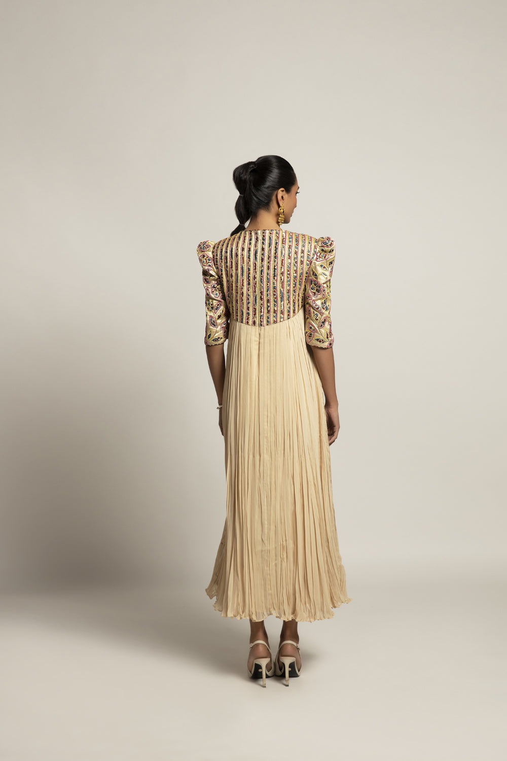 Hallowed Beige Gathered Dress