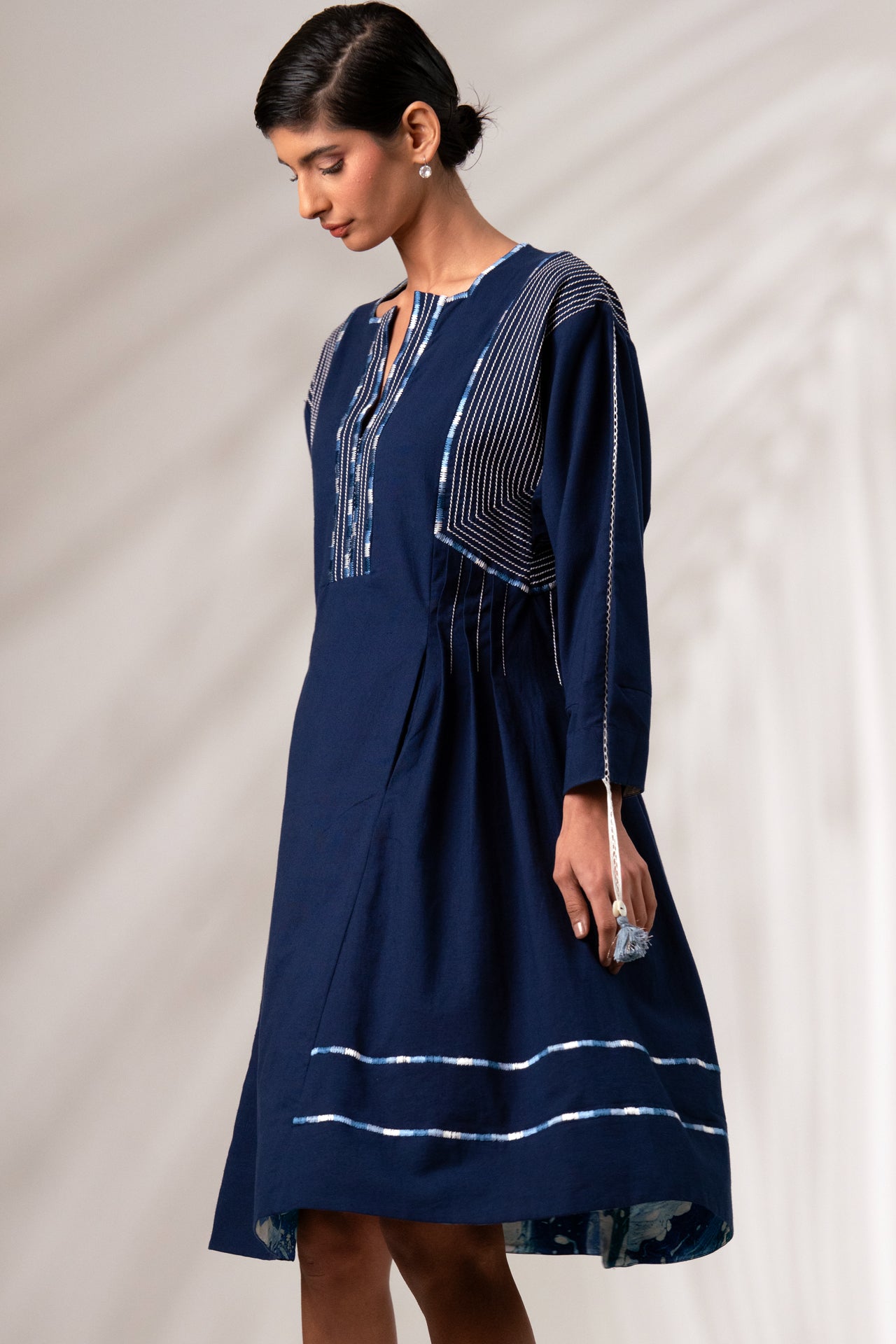 Natural Indigo Pinstripe Dress