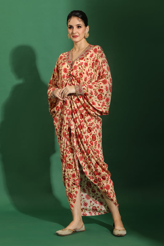 Chintz Printed Drape Dress