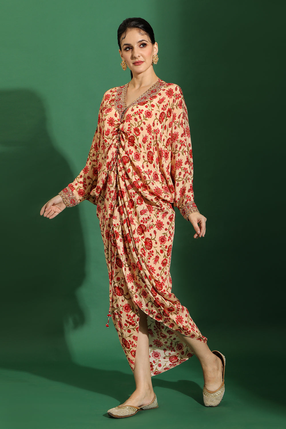 Chintz Printed Drape Dress