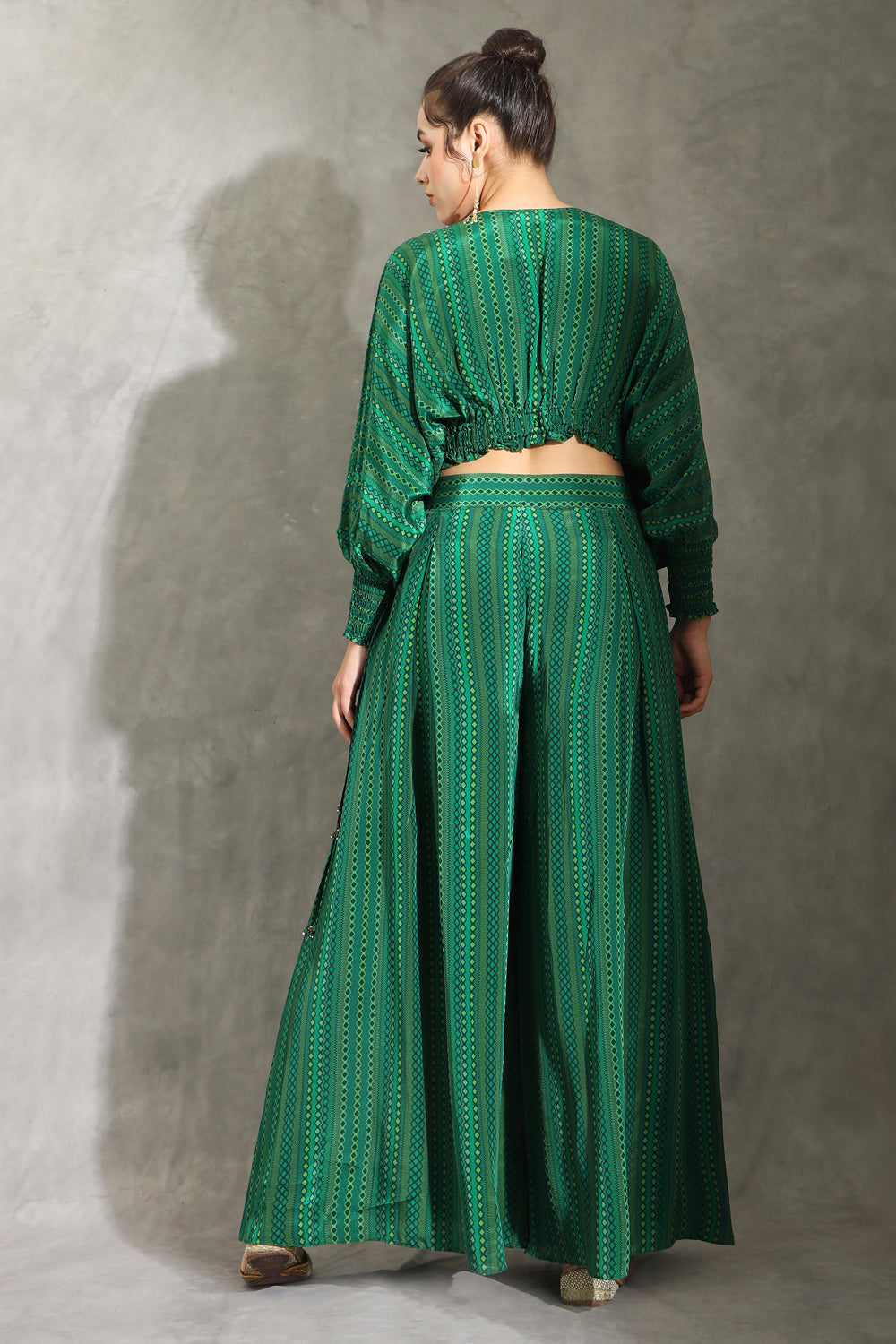 Green Dhari Printed Embroidered Pant Set