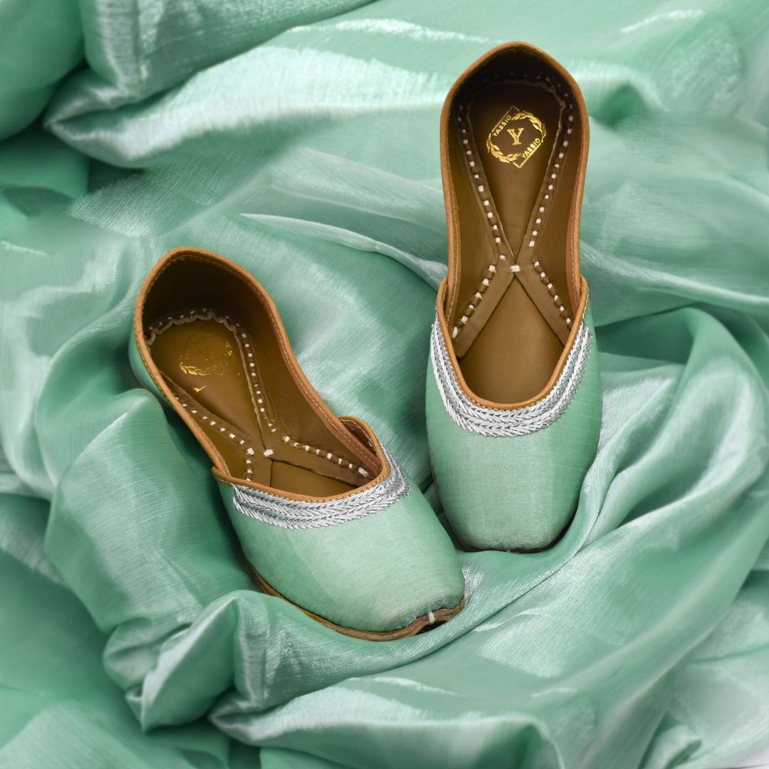 Handcrafted Sea Green Juttis