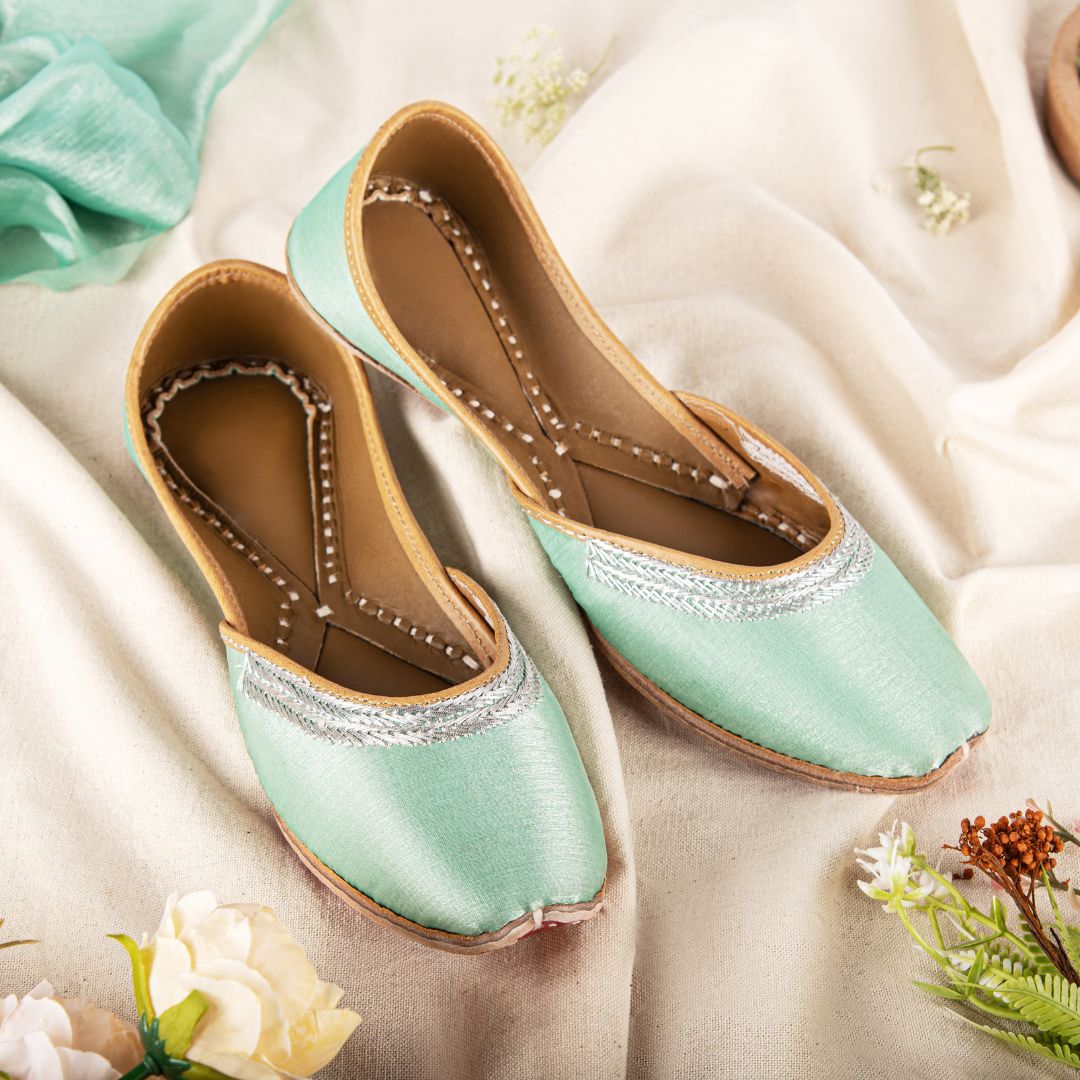 Handcrafted Sea Green Juttis