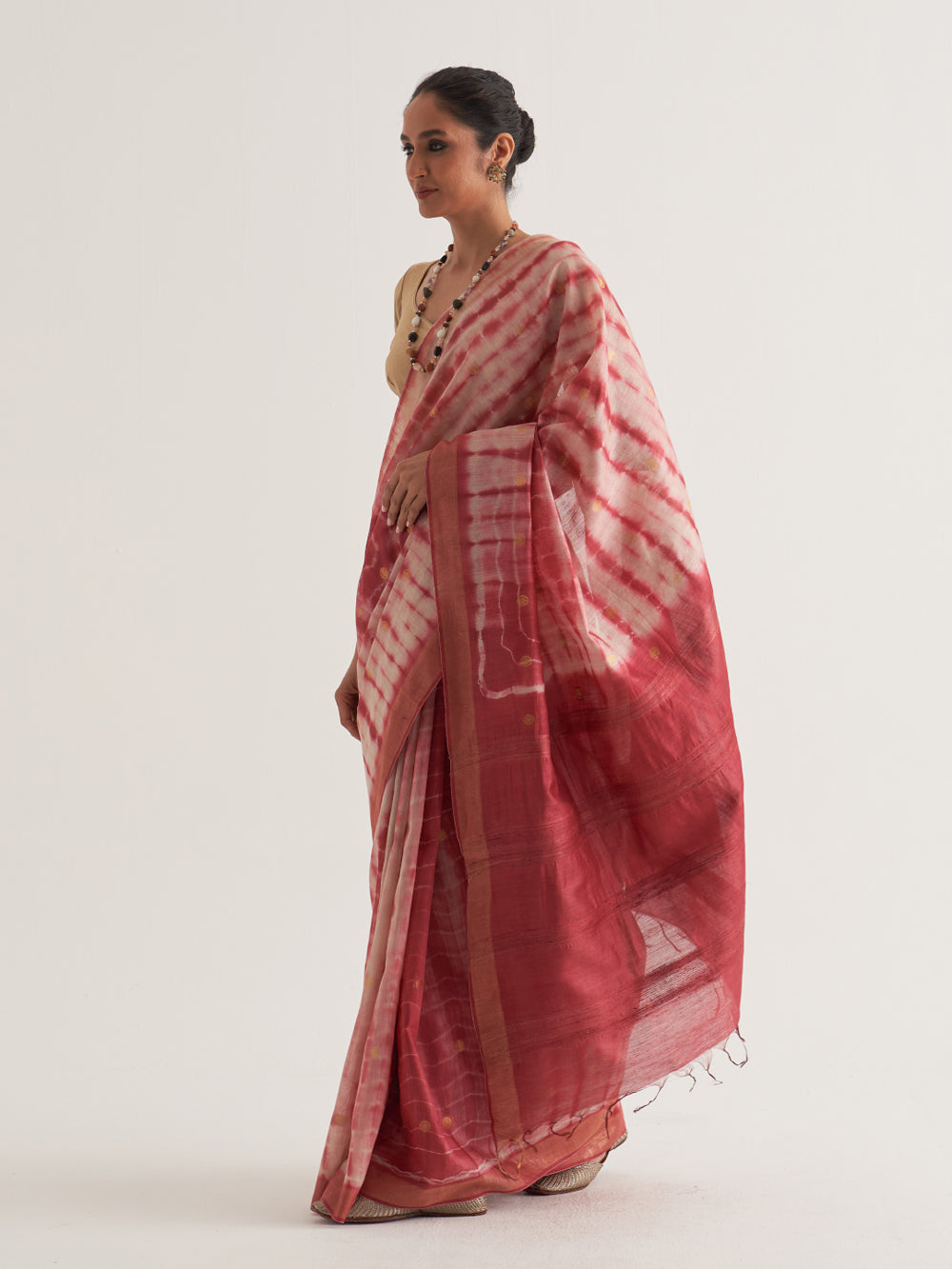 Maroon Shibori Woven Saree