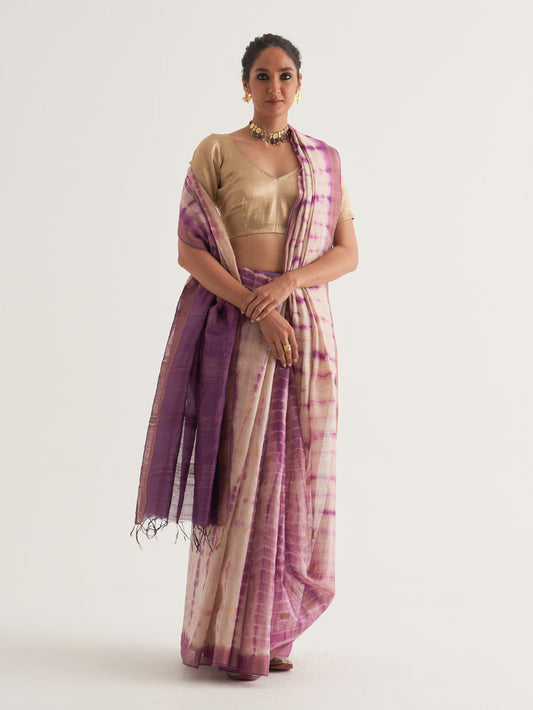Purple Shibori Woven Saree