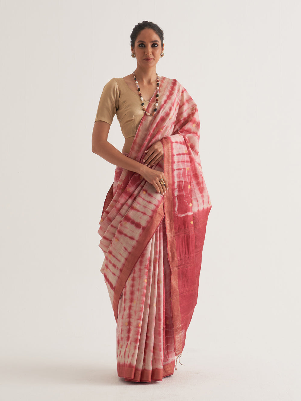 Maroon Shibori Woven Saree