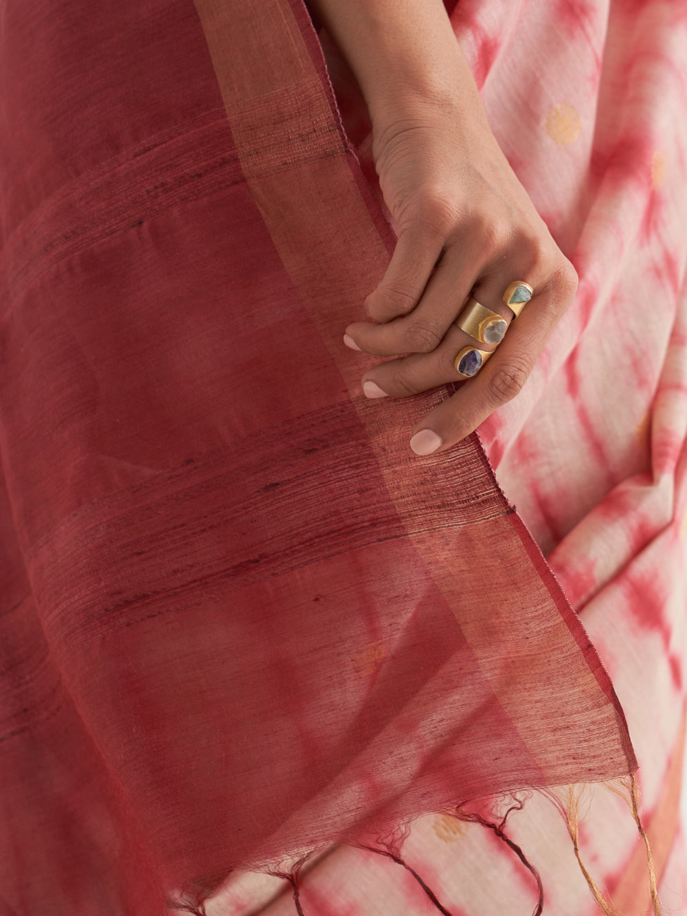 Maroon Shibori Woven Saree