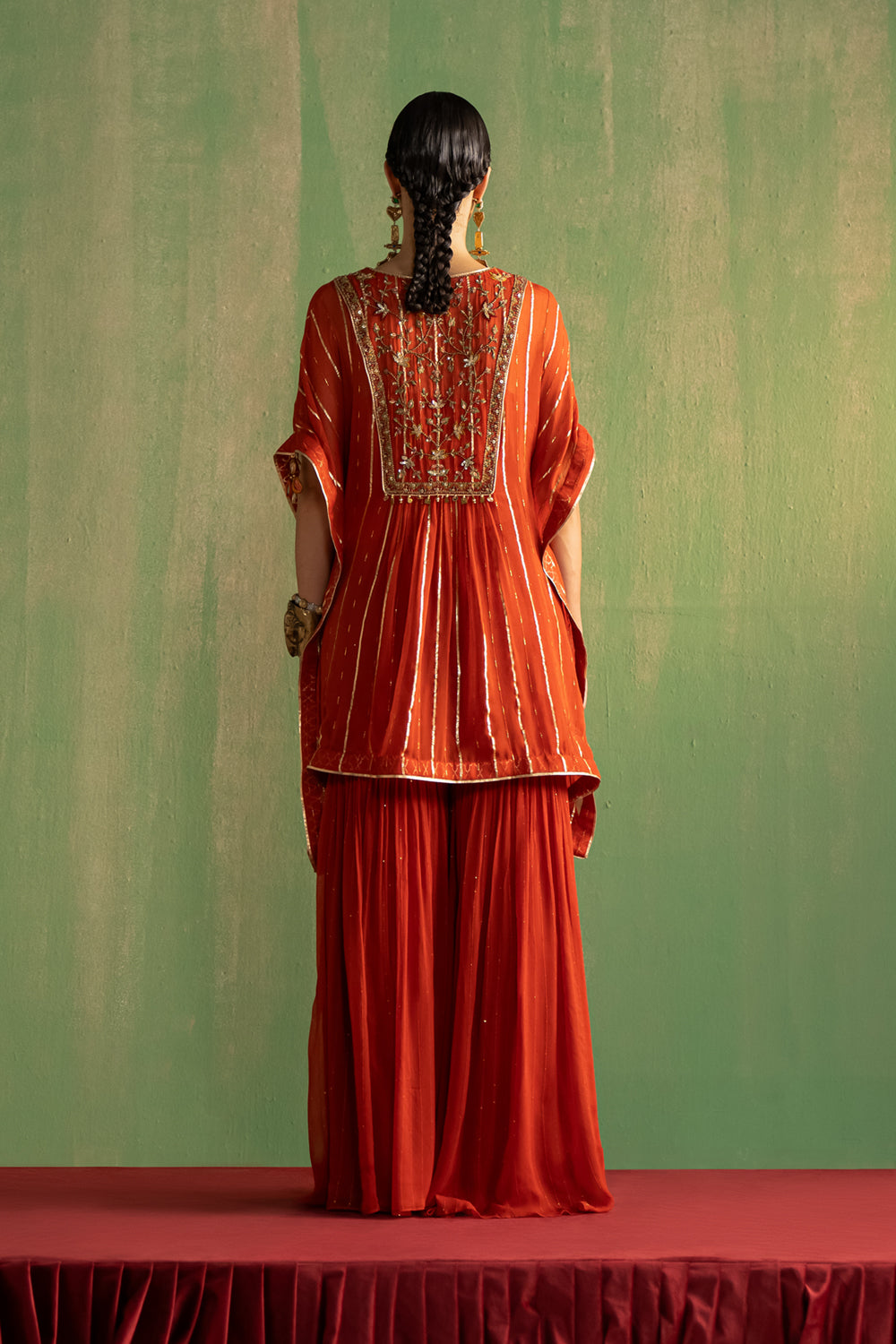 Lurex Hand Embroidered Kaftan & Sharara  Set