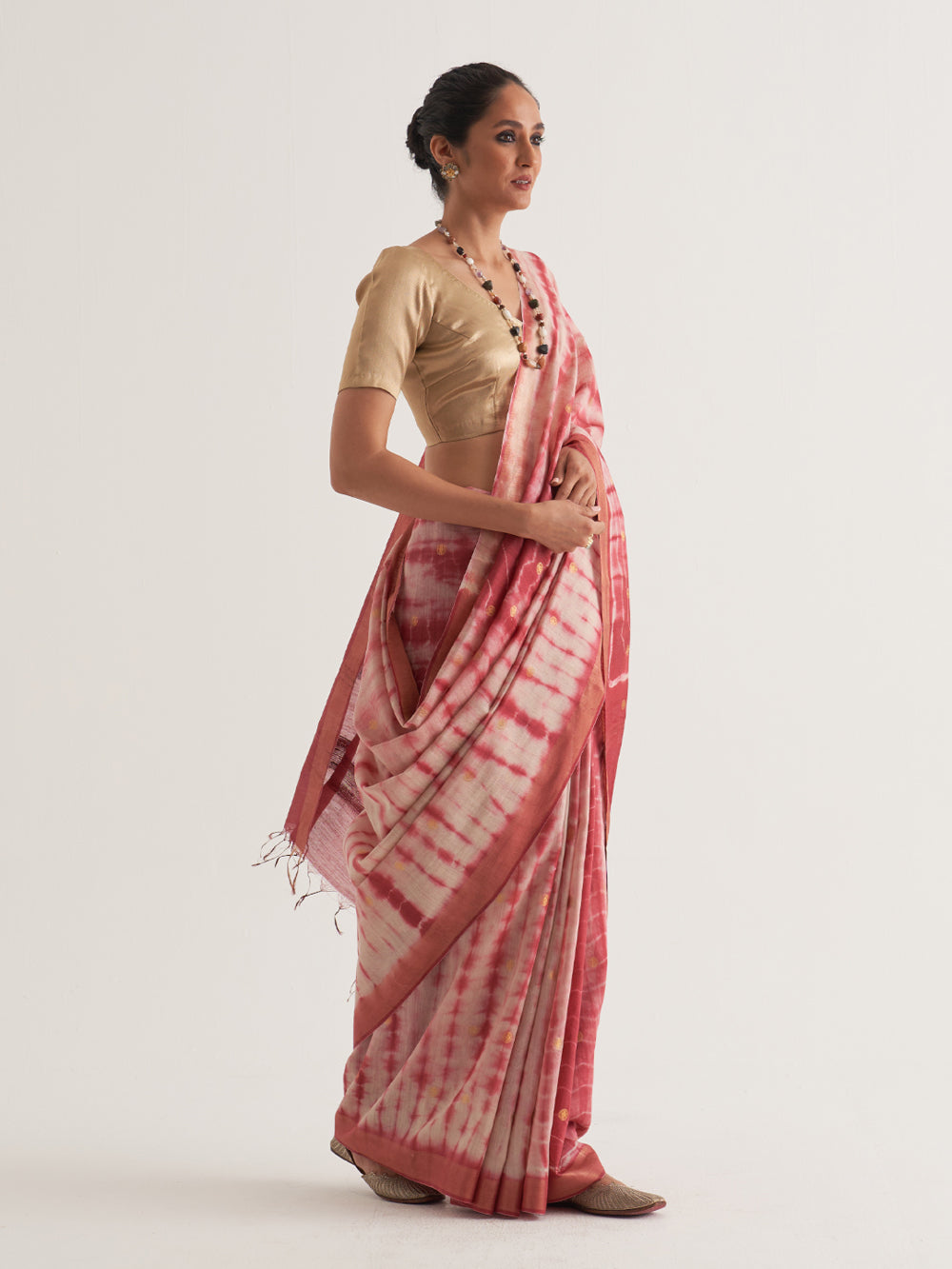 Maroon Shibori Woven Saree