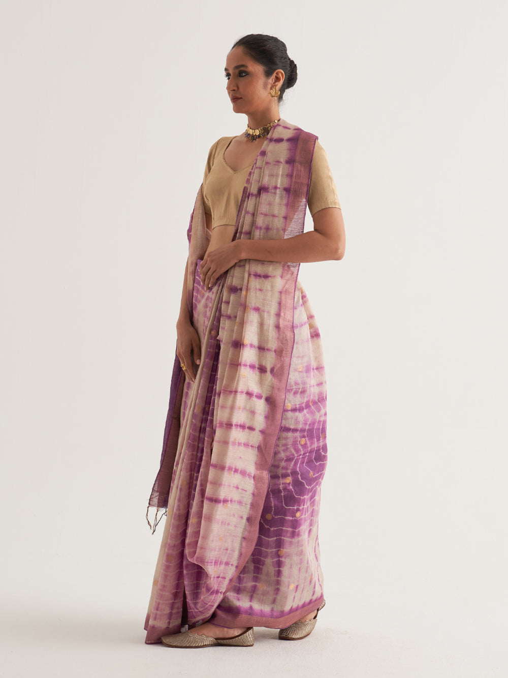 Purple Shibori Woven Saree