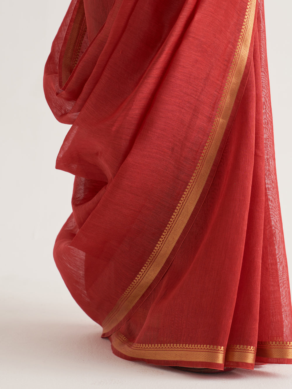 Red Gold Border & Stripes Saree