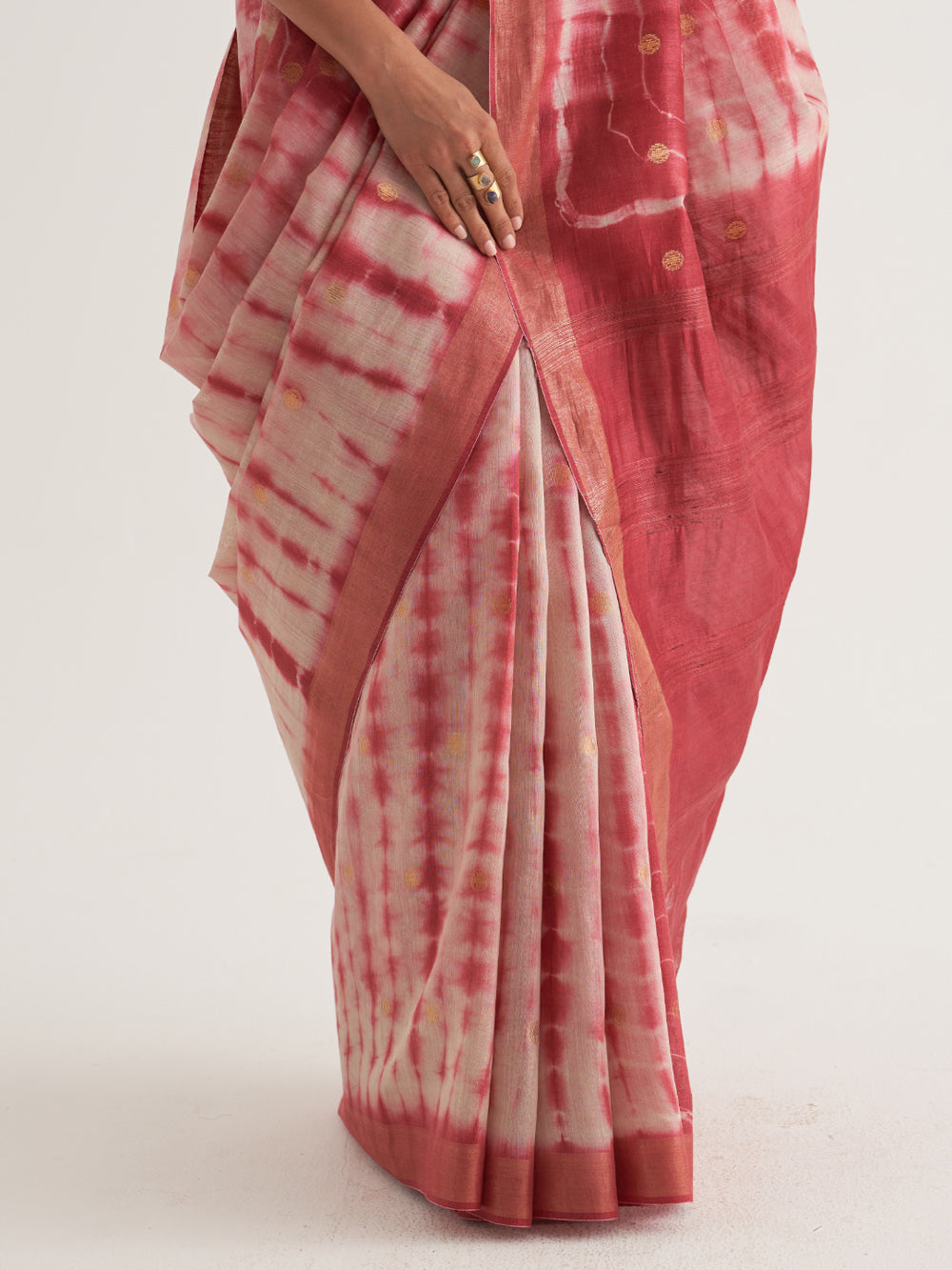 Maroon Shibori Woven Saree