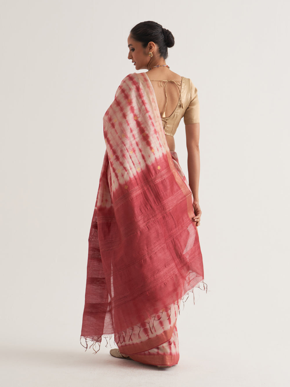 Maroon Shibori Woven Saree