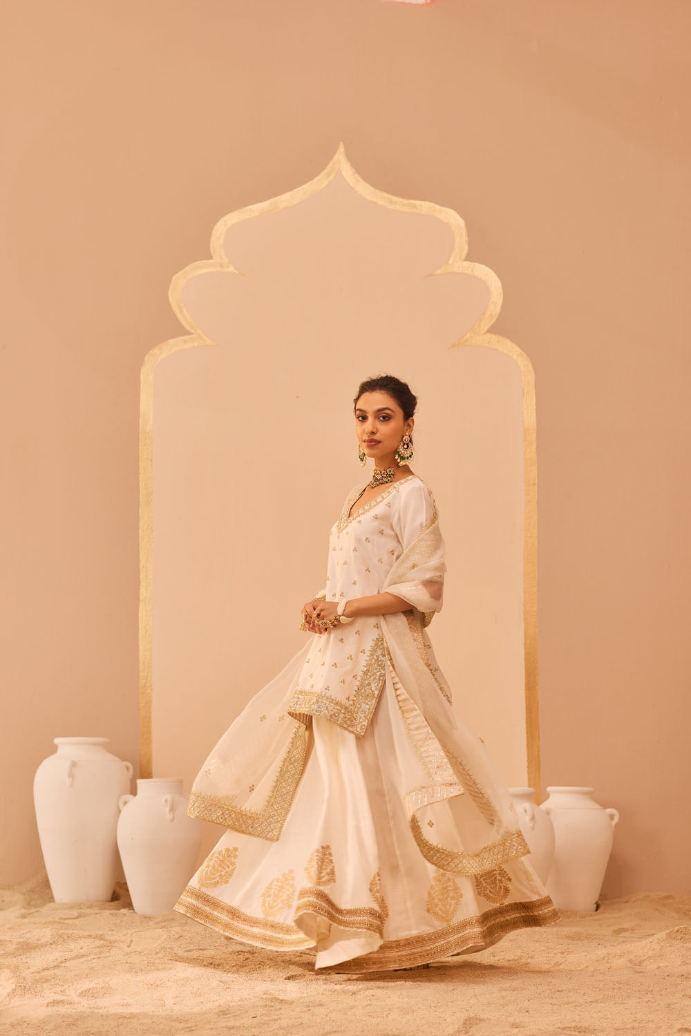 Ivory Kurta Lehenga Set - Esha Koul- Fabilicious Fashion