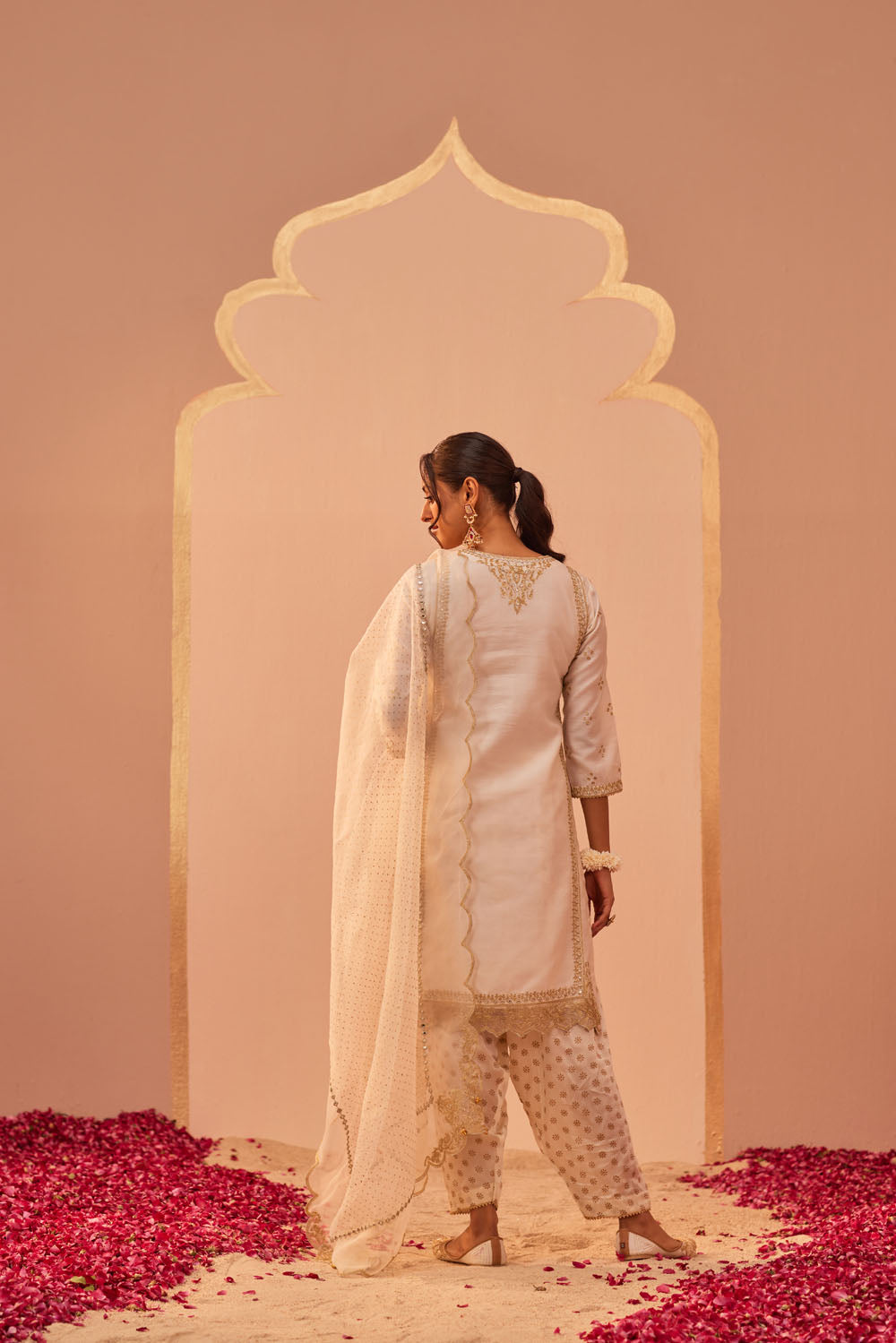 Embroidered Kurta with Salwar and Dupatta