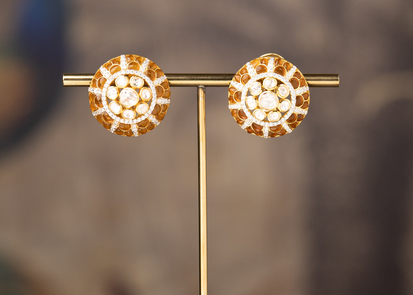 Golden Polki Embellished Stud Earrings