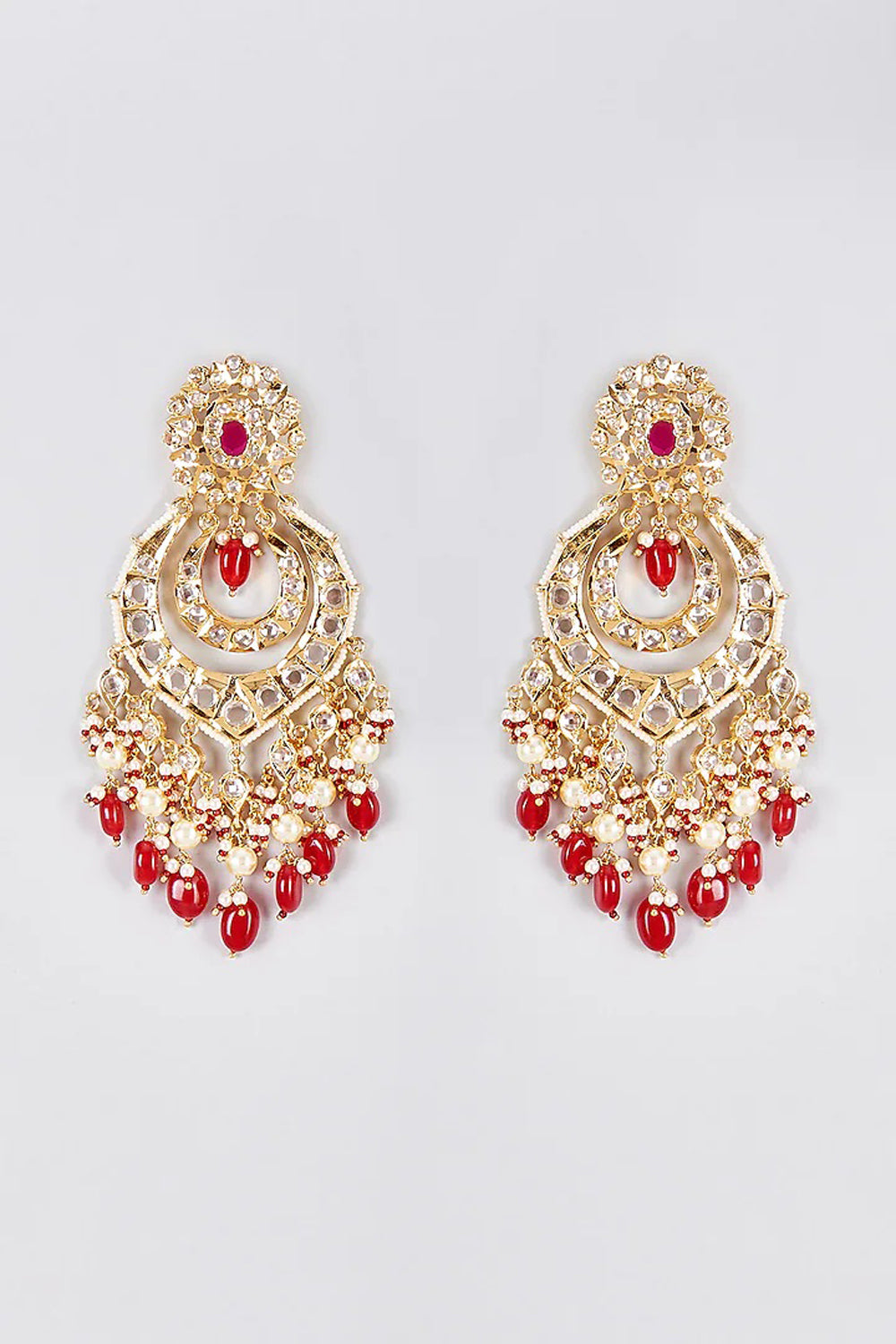 Gold Plated chandbali Jhumka Earrings | American Diamond CZ Bridal bal –  Indian Designs