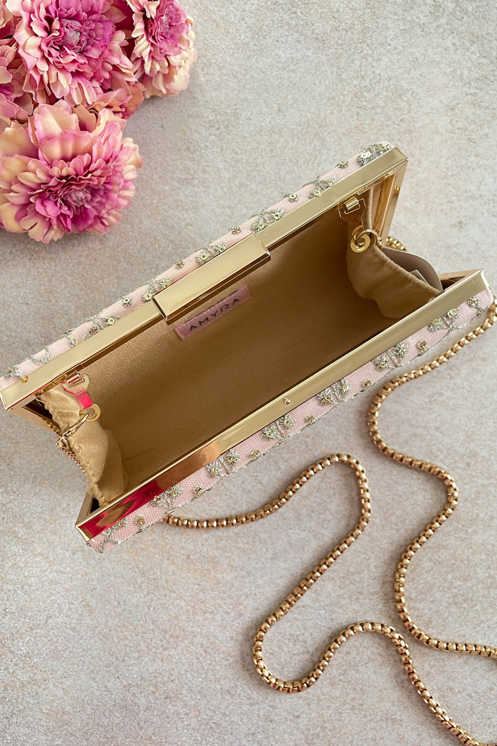 Anya Box Clutch Blush And Light Gold