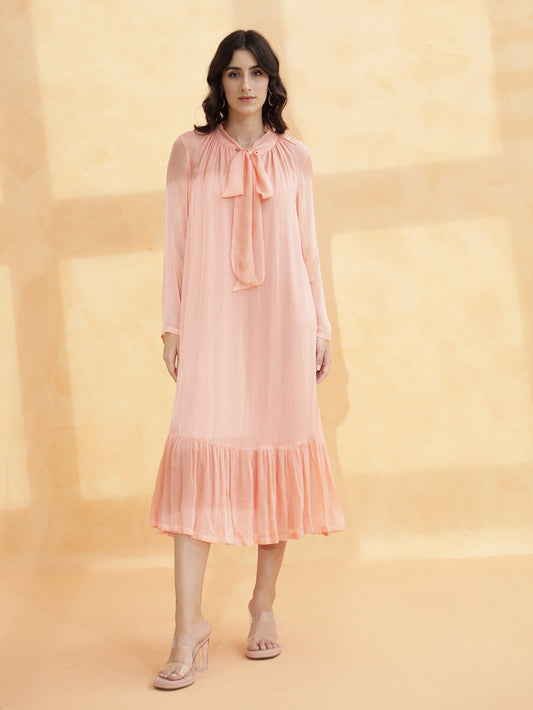 Fabiana Bowtie Peach Pearl Dress