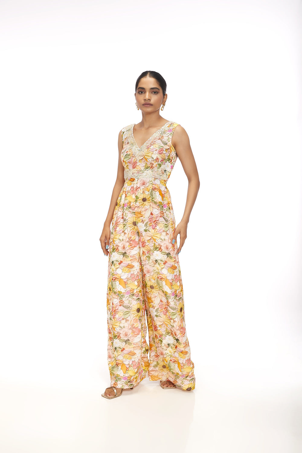 Jumpsuit With Work On Neckline & Waist