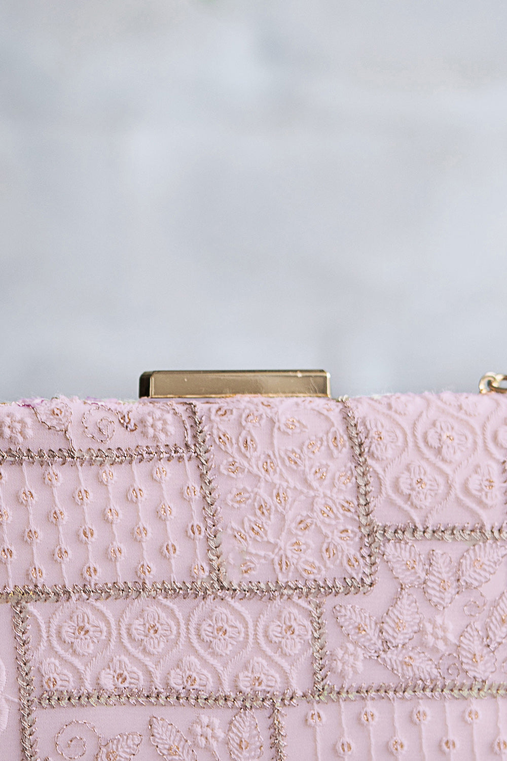 Mosaic Luxe Embroidered Clutch Baby Pink