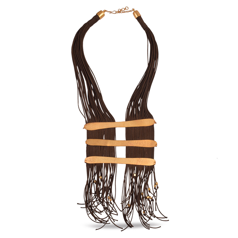 Gold Plated Cotton Thread Tasselled Necklace