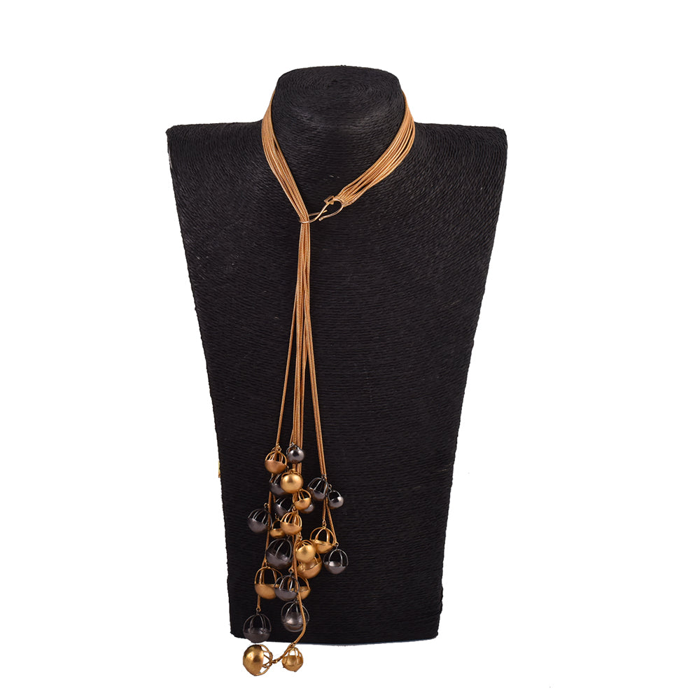 Gold Plated Tassel Pattern Necklace