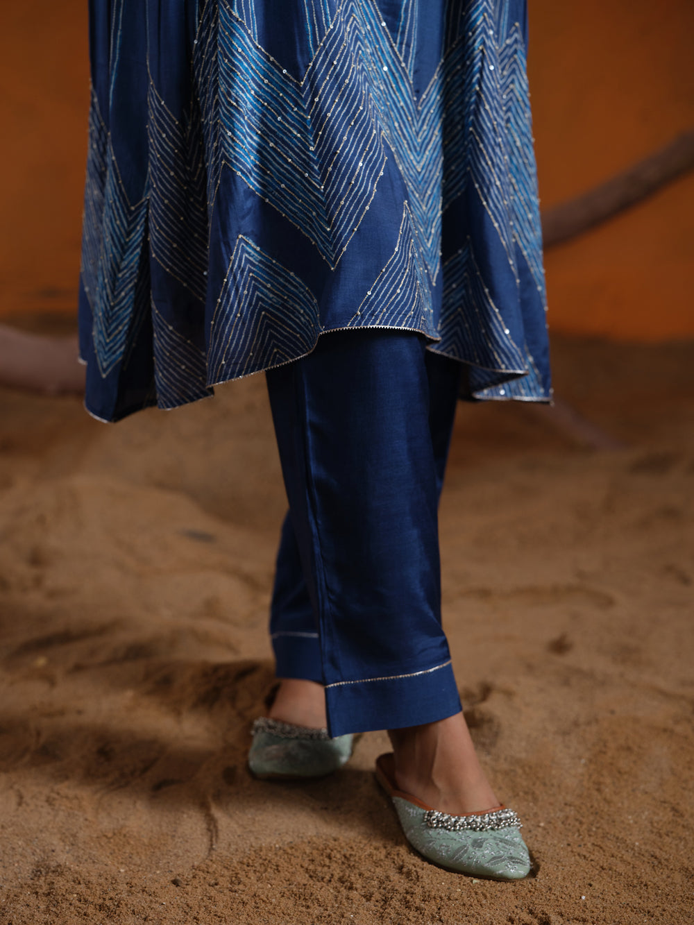 Indigo Shibori Embroidered Blue Co-ord set