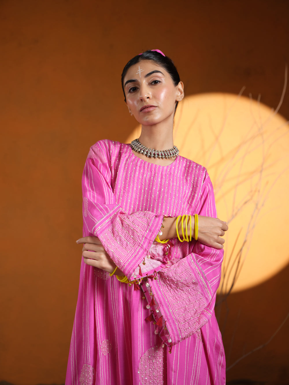 Pink Shibori Embroidered  Co-ord set