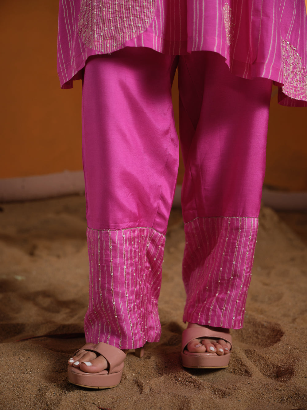 Pink Shibori Embroidered  Co-ord set