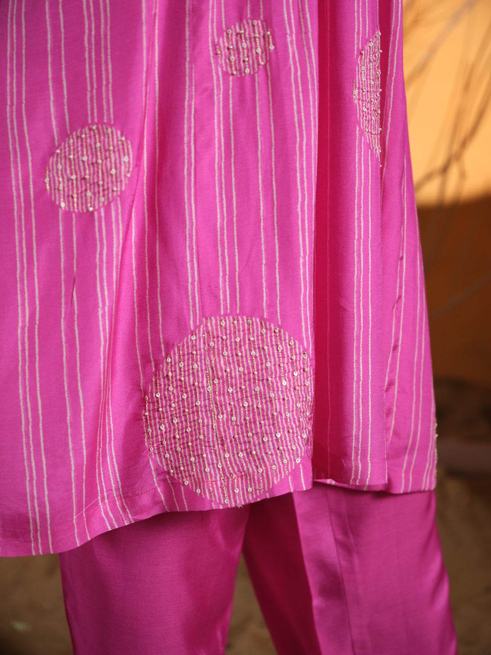 Pink Shibori Embroidered  Co-ord set