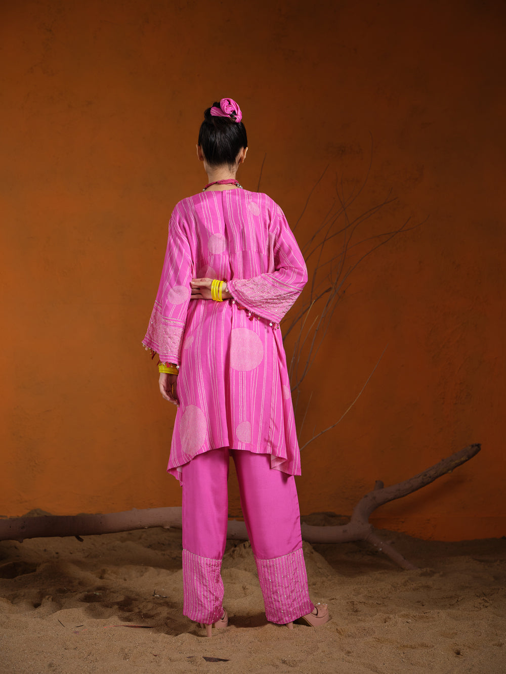 Pink Shibori Embroidered  Co-ord set