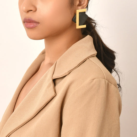Gold Plated Stone Work Embellished Stud Earrings